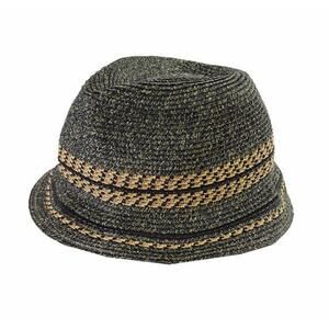 NWT Collection XIIX 18 Black Natural Tweeded Tribal Fedora Hat OS One Size